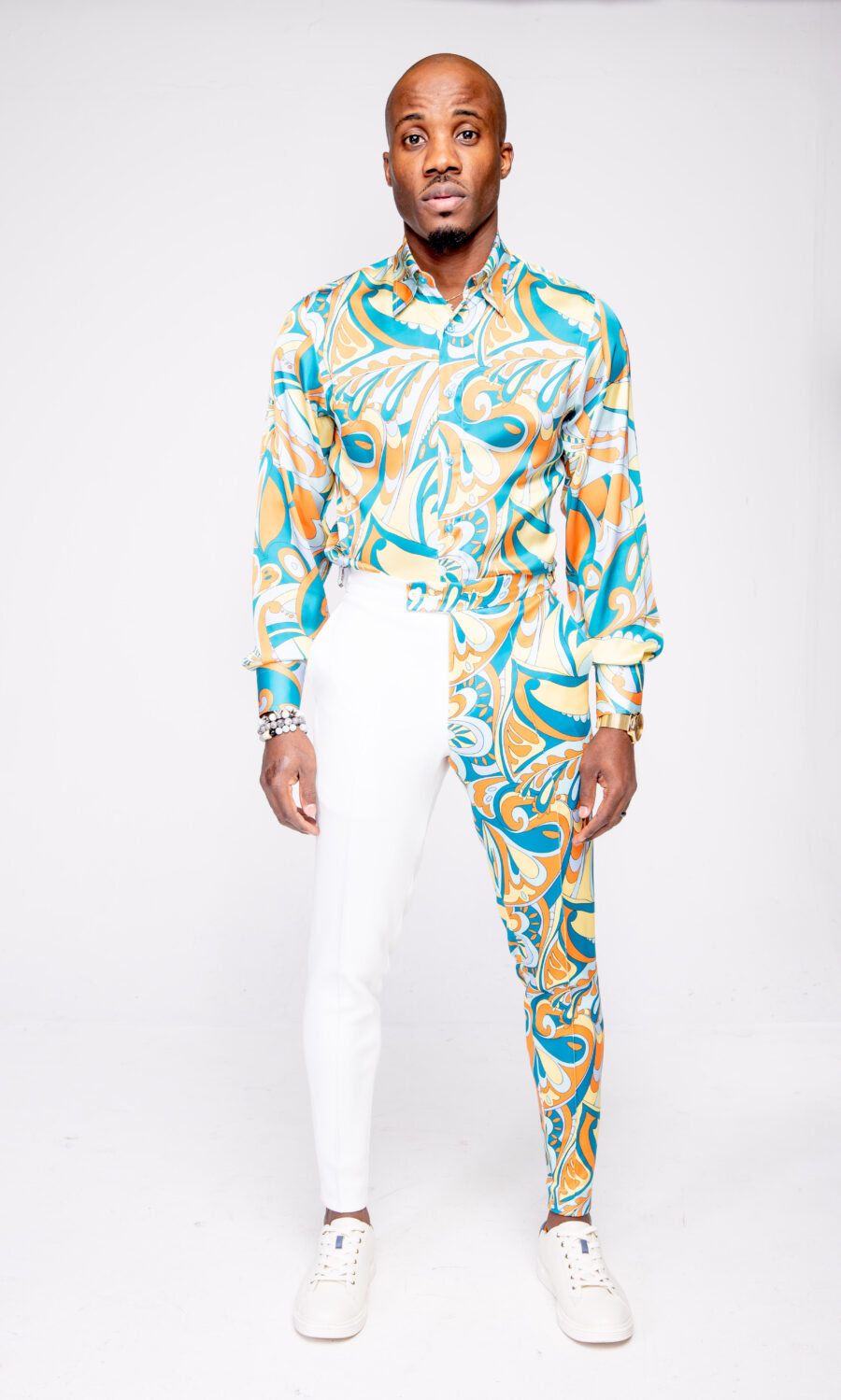 Vibrant Groove Silk Shirt and Scuba Pants - Image 3