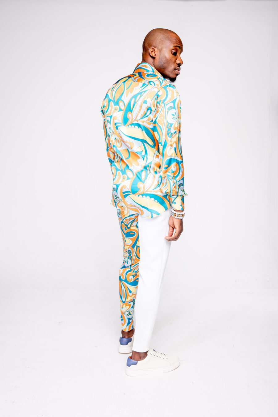 Vibrant Groove Silk Shirt and Scuba Pants - Image 5