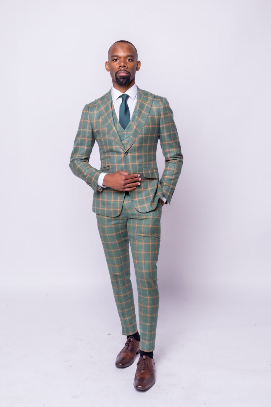 Hunter Green windowpane 3-Piece Suit - Image 2