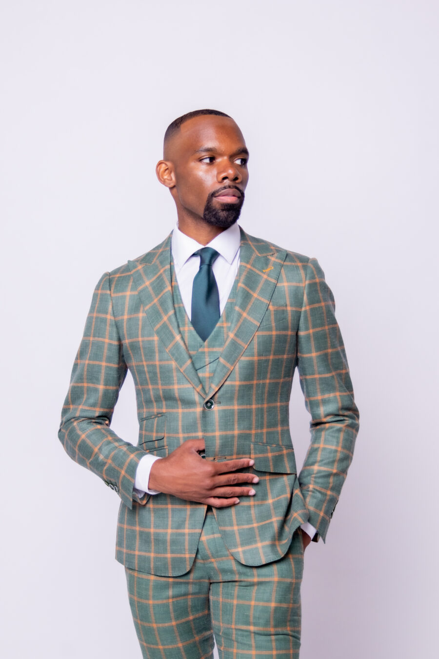 Hunter Green windowpane 3-Piece Suit