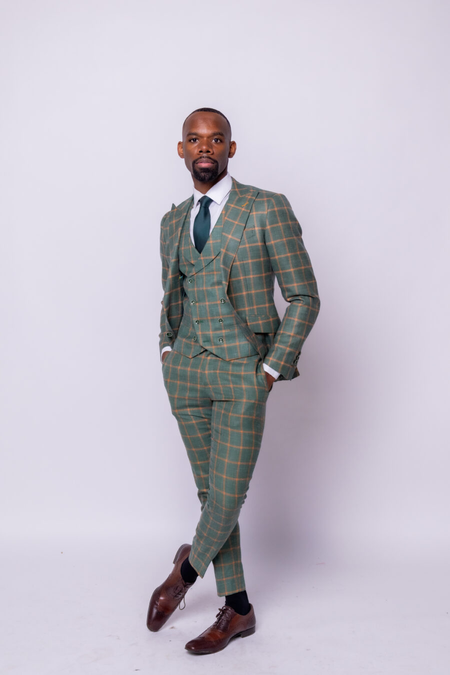 Hunter Green windowpane 3-Piece Suit - Image 3