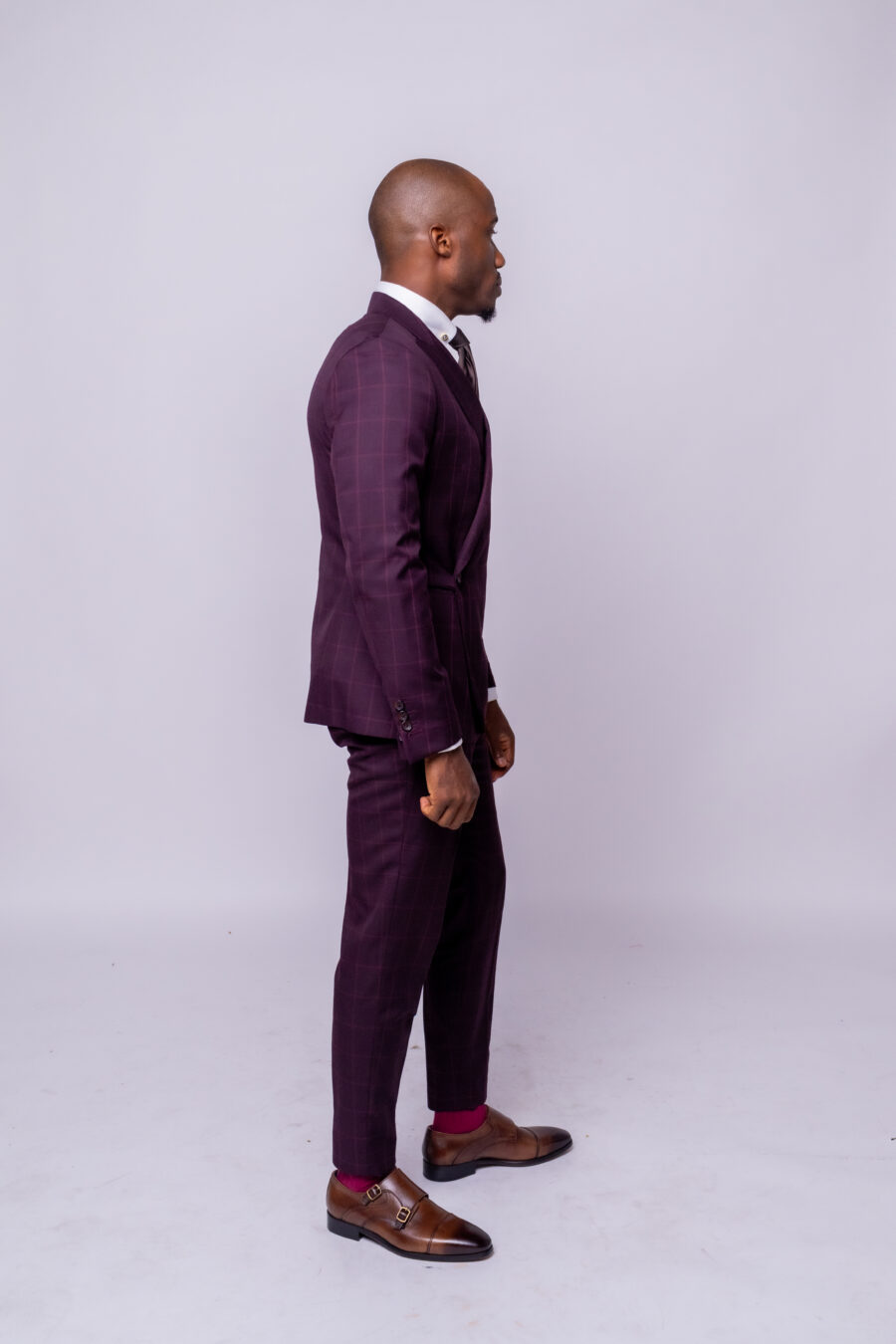 Burgundy Windowpane Suit - Image 4