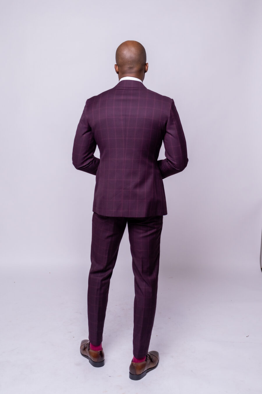 Burgundy Windowpane Suit - Image 3