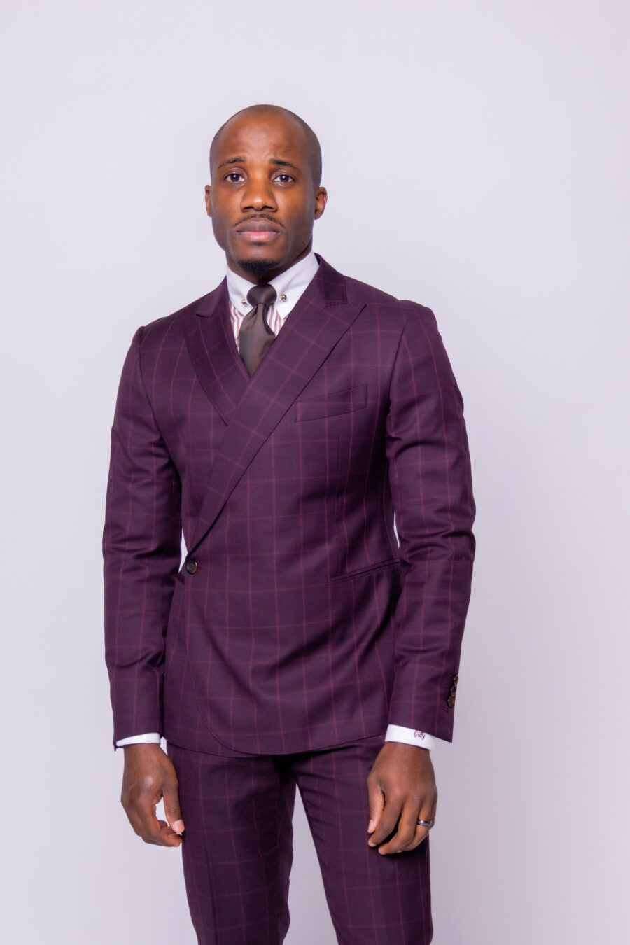 Burgundy Windowpane Suit