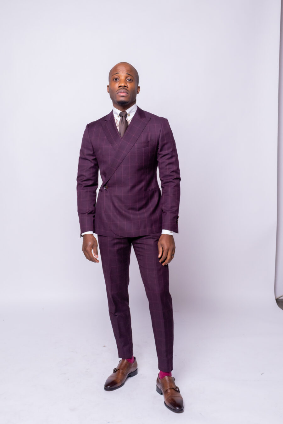 Burgundy Windowpane Suit - Image 2