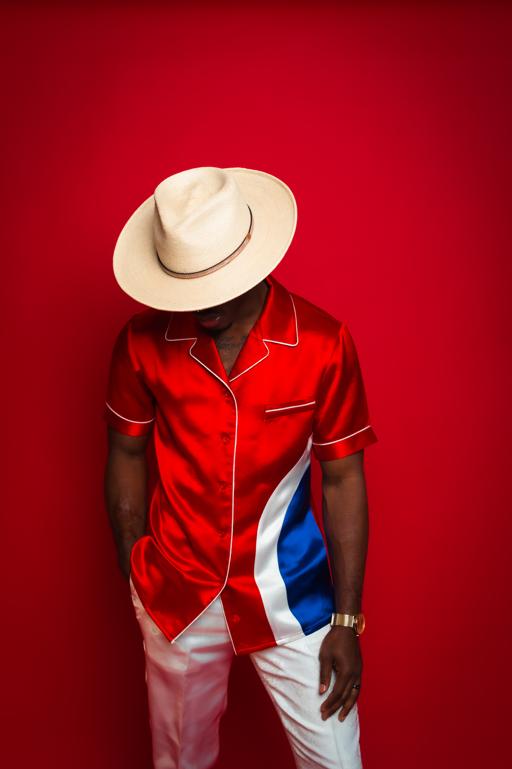 Red Silk Bowling Shirt - Image 2