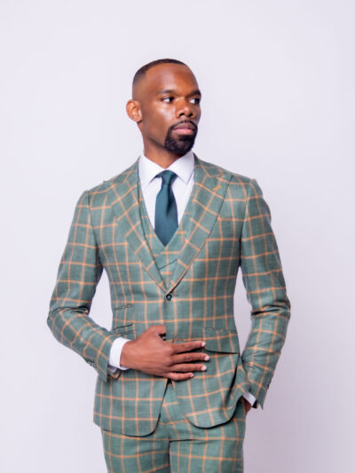 Hunter Green windowpane 3-Piece Suit