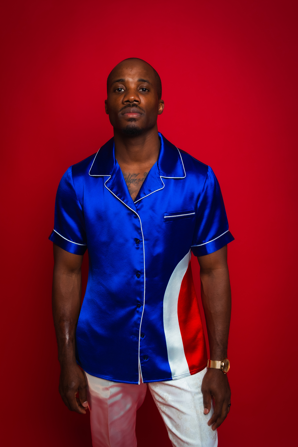 Blue Silk Bowling Shirt