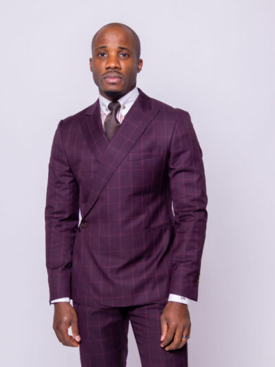 Burgundy Windowpane Suit