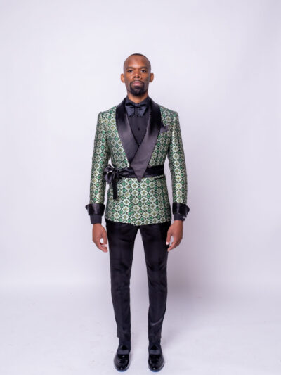 Regal Brocade Wrap Jacket Suit